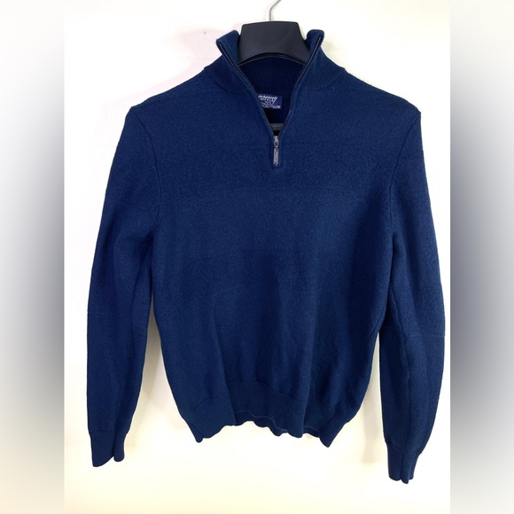 Jeremy Argyle NYC Men’s Blue Merino Wool Size XL Quarter Zip Pullover Sweater - Picture 1 of 12